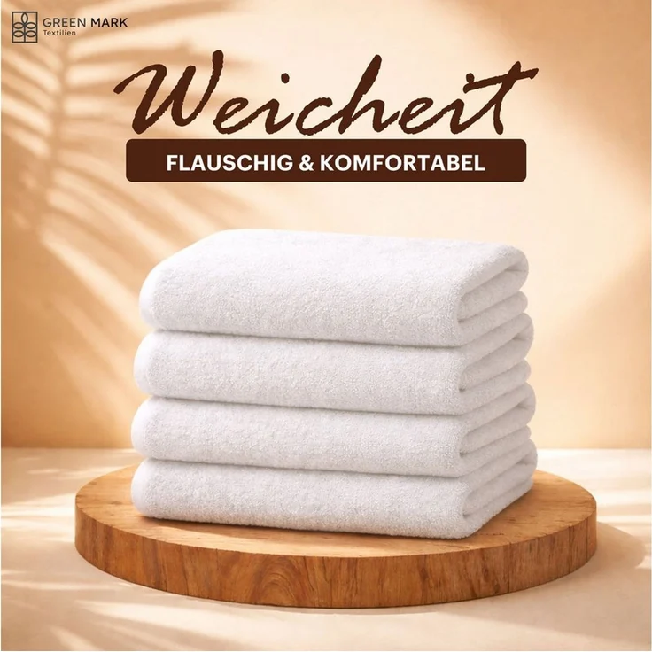 NatureMark Duschtuch 4er-Sparpack Frottier Duschtücher 70x140 cm, 100% Baumwolle (4-St), Duschhandtuch 70x140 cm Weiß – Bild 3
