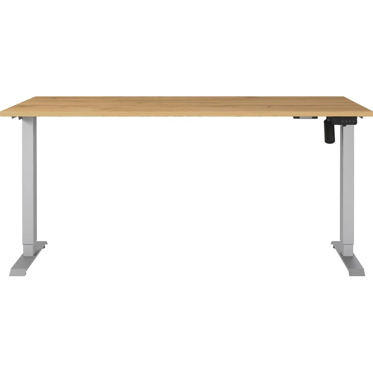 Germania Schreibtisch 8024-638, in Grandson-Eiche-Nb./Silber, elektr. höhenverstellbar, 160 x 119 x 80 cm (BxHxT) – Bild 1