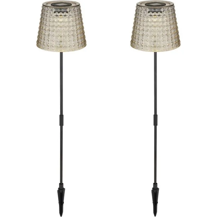 Solarleuchte 2er Set Garten Erdspieß Solarlampe LED Außenleuchte Solar Grau LED