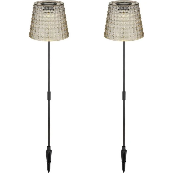 Solarleuchte 2er Set Garten Erdspieß Solarlampe LED Außenleuchte Solar Grau LED – Bild 1
