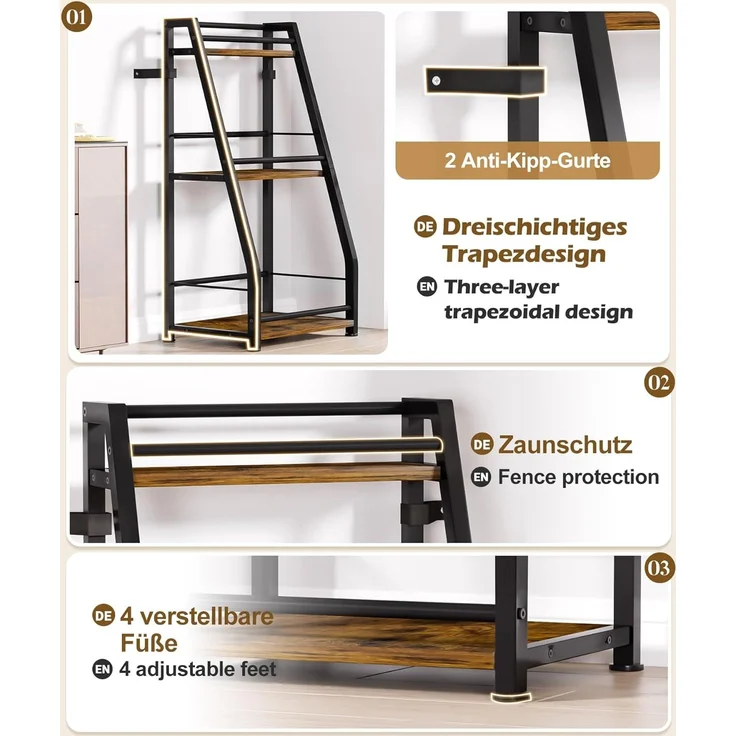 Yorbay Weinregal Stehend, Weinständer aus Holz &Metal 40x30x80cm, Gewürzregal für Küche, Wohnzimmer, Kaffee - Bar – Bild 4