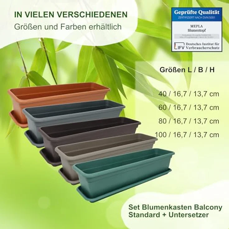 Heimwerkercenter Balkonkasten MePla Balkonkasten Balcony 40cm, Untersetzer - Taupe - – Bild 8
