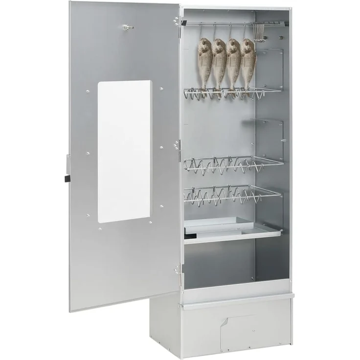 vidaXL Räucherofen mit Kaltrauchgenerator, Verzinkter Stahl, 44,5 x 29 x 110 cm, 20.06 kg, mit Glasfenster – Bild 2