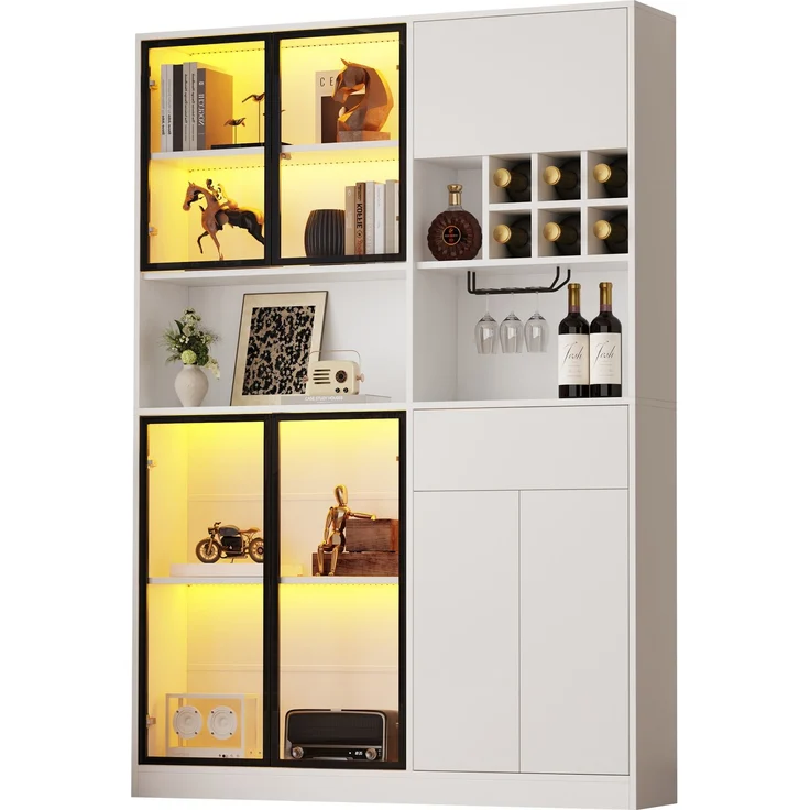 ZUBALIYA Schrank 140x30 cm mit LED-Beleuchtung mit Schubladen in Weiß, ideale Lösung für kleine Räume, robuste Verarbeitung, langlebige Materialien, einfache Selbstmontage – Bild 13