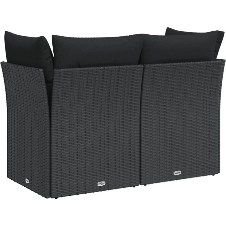 vidaXL Gartensofa mit Kissen 2-Sitzer Schwarz Poly Rattan 365986 – Bild 3