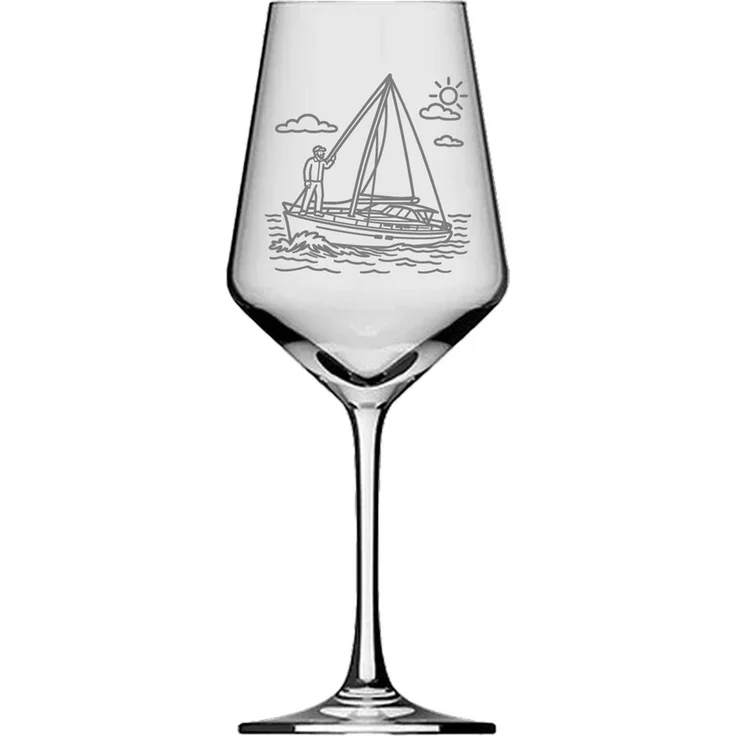 eXODA Weinglas Motiv Segler mit seiner Yacht, 1-tlg, Glas, Atemberaubende Darstellung