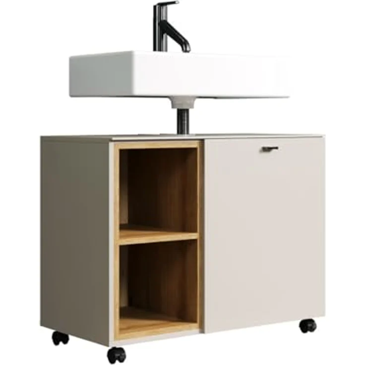 Waschbeckenunterschrank Sao Paulo in Sand und Eiche 80 cm – Bild 2