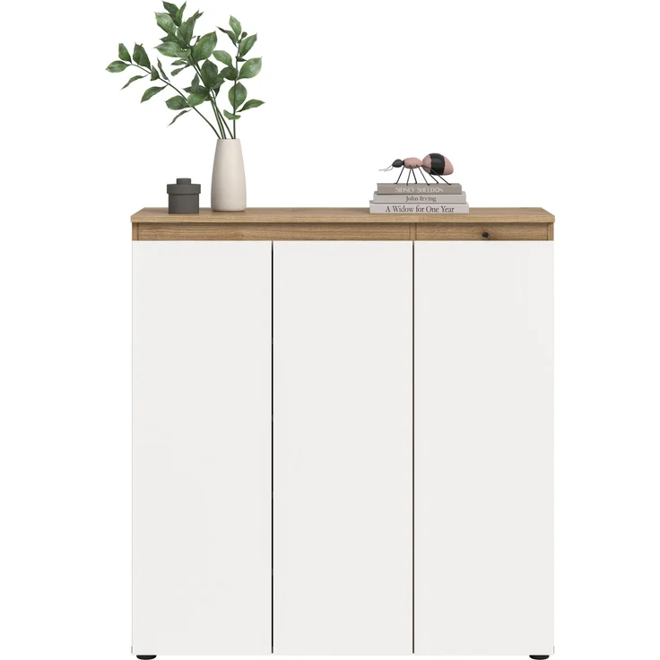 Universalschrank (B/H/T: 105x111x37 cm) in weiß und Evoke Oak Nachbildung – Bild 2