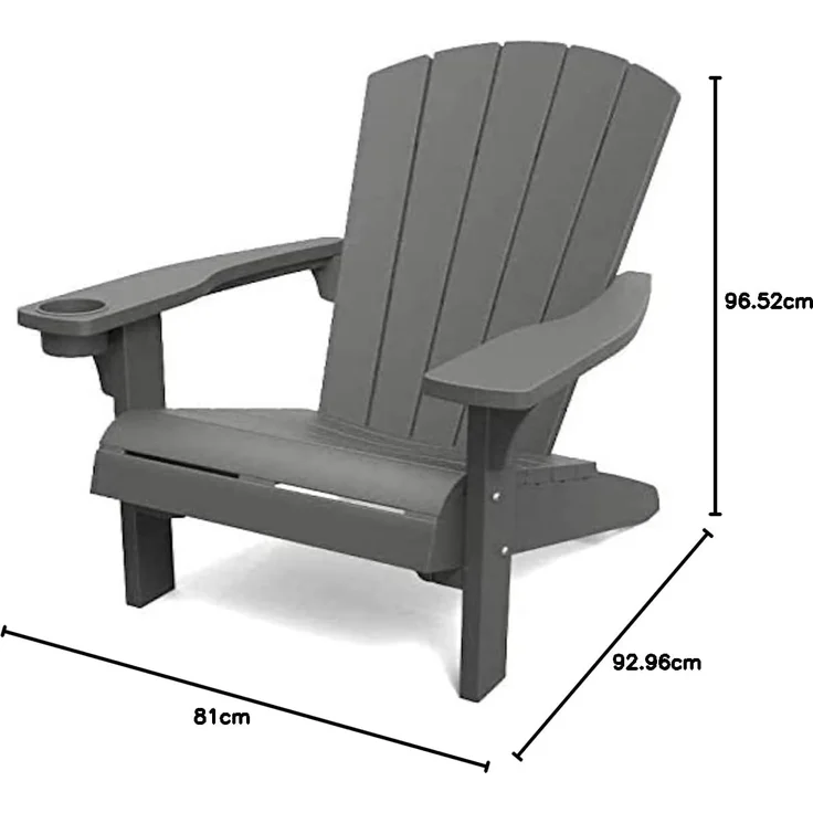 Keter Alpine Adirondack Chair, Outdoor Gartenstuhl aus Kunststoff mit Getränkehalter, grau, wetterfest, amerikanischer Design-Klassiker, für Garten, Terrasse und Balkon, 93 x 81 x 96,5 cm – Bild 11