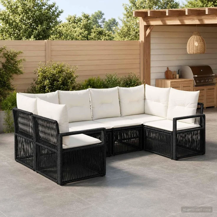 vidaXL Gartensofa-set 6 stk. 6-Sitzer Schwarz Poly-Rattan 3435808 – Bild 2