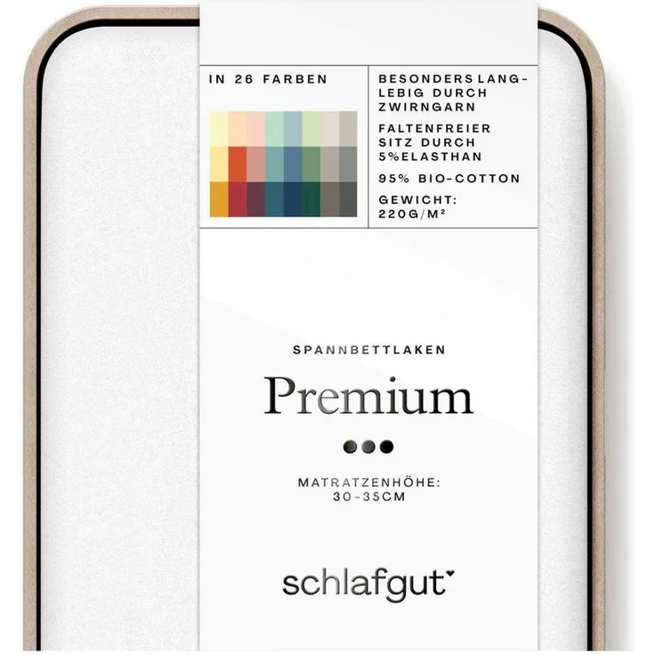 Schlafgut Spannbettlaken Premium, Gummizug: rundum, (1 Stück), Mako-Zwirn-Jersey, Full-white, S 90x190 cm - 100x220 cm – Bild 2
