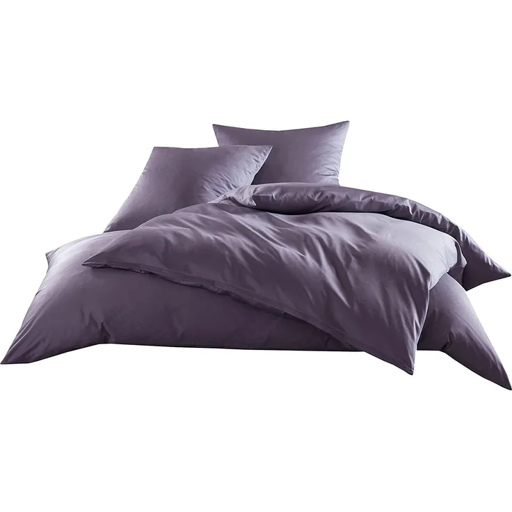 Bettwaesche-mit-Stil Mako-Satin / Baumwollsatin Bettwäsche uni / einfarbig lila Kissenbezug 40x80 cm