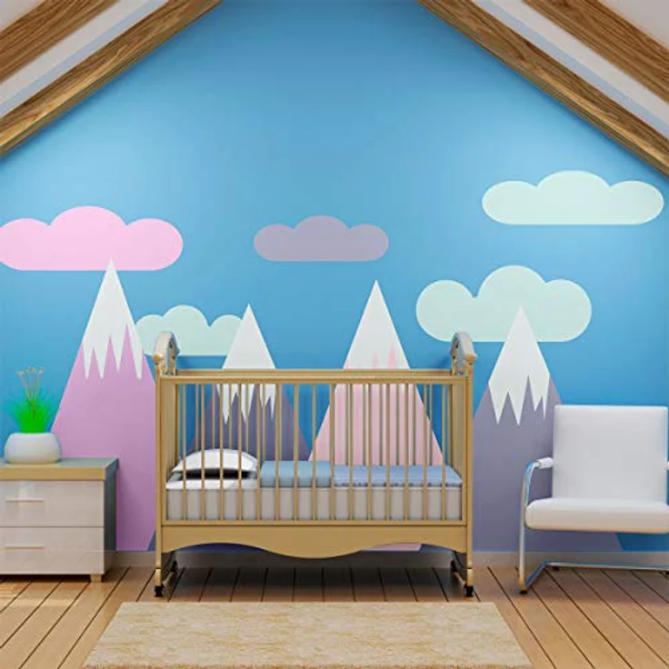 Wandaufkleber, selbstklebend, für Kinder, Riesen-Dekoration, skandinavische Berge für Kinderzimmer, 65 x 140 cm – Bild 3