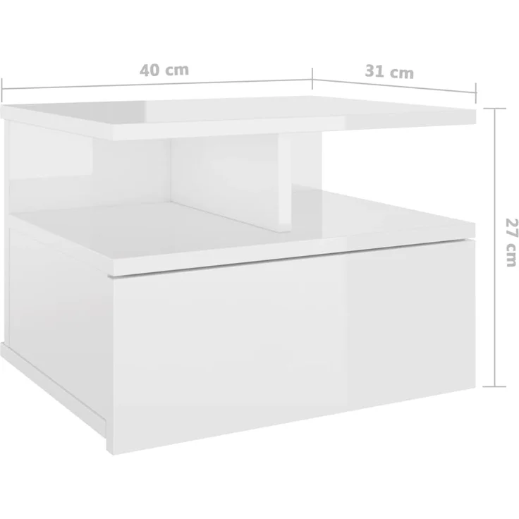 vidaXL Hängende Nachttische 2 Stk. Hochglanz-Weiß 40x31x27 cm 800418 – Bild 7