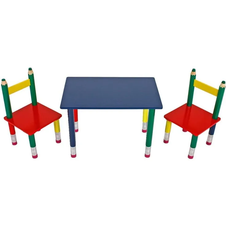 Kindertischgruppe "Bleistift", bunt, B 60 x H 42 x T 39, 1 Tisch & 2 Stühle 303990