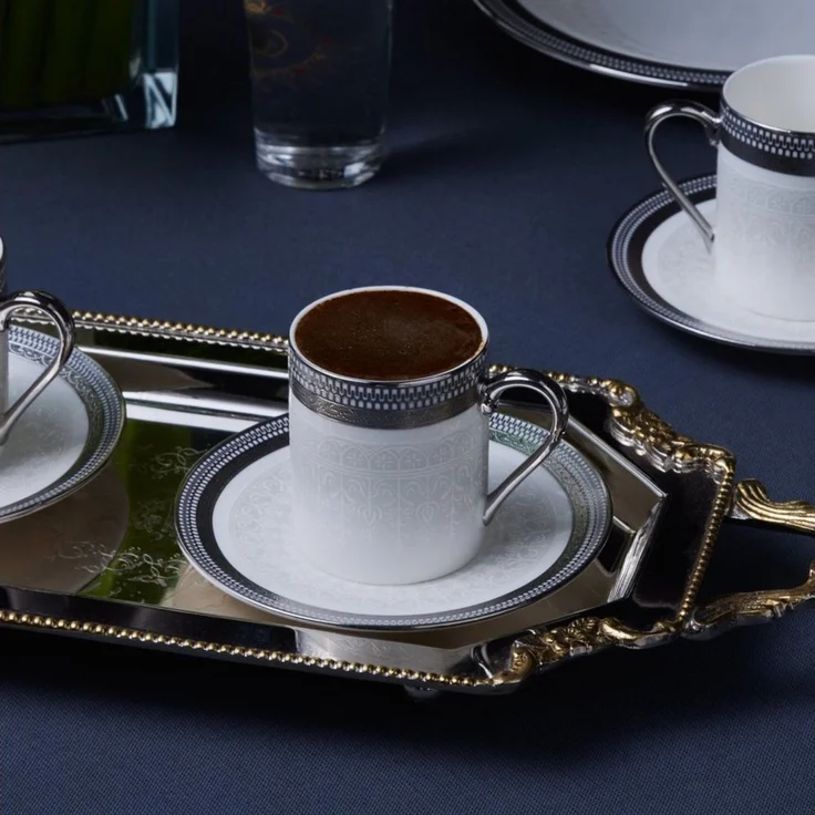 Karaca Kaffeeservice Karaca Royal Bone Kate 90ml Kaffeettase mit Untertasse für 6 Personen – Bild 2