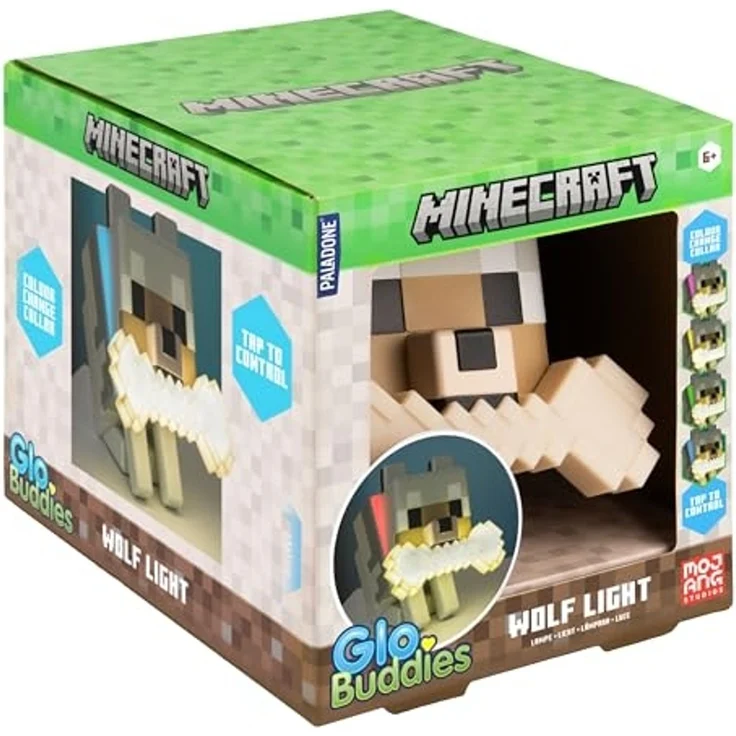 Paladone GloBuddies 3D-Farbwechsel-Licht Wolf aus Minecraft, offiziell lizenziertes LED-Nachtlicht, Tippen zum Ändern der Farbe, Gaming-Fanartikel, batteriebetrieben – Bild 2