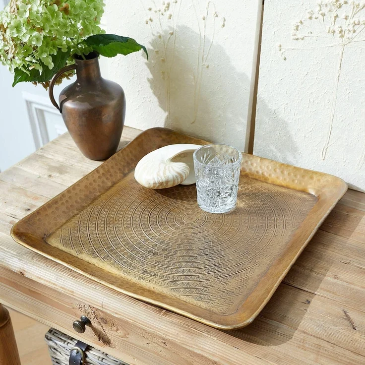 Mirabeau Tablett Tablett Rustique antikmessing, Aluminium, Umrandung: Eisen – Bild 3