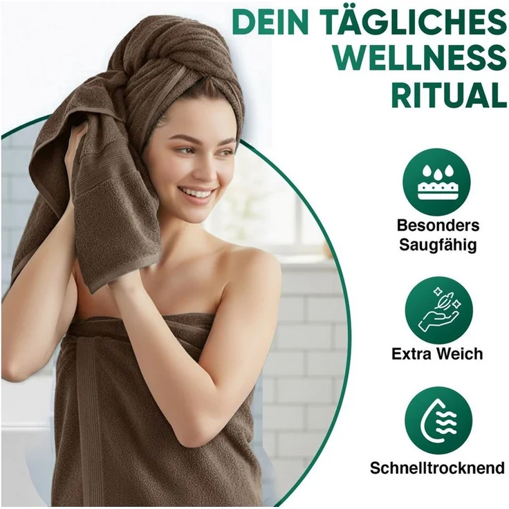 leevitex® Duschtücher 2er-Set, 70x140 cm, 100% Baumwolle, saugstark und fusselfrei, Frottee (Set, 2-St), OEKO-TEX® STANDARD 100 zertifiziert, gestreifte Bordüre – Bild 2