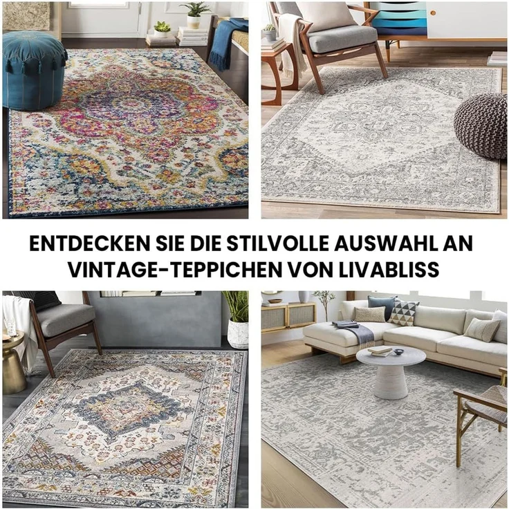 Livabliss Teppich CASABLANCA, rechteckig, Höhe: 12 mm, Vintage Orientteppich, Kurzflor Boho Wohnzimmerteppich, Läufer – Bild 6