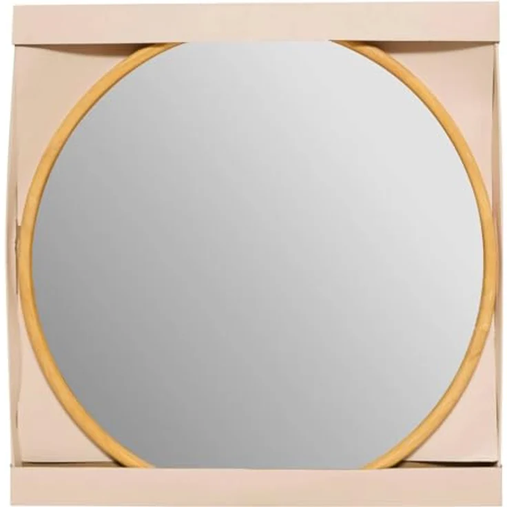 Atmosphera Createur d´interieur Wandspiegel KIM, Beige, Holzrahmen, 75 cm Durchmesser, elegantes Design für Wohnzimmer, Schlafzimmer und Flur – Bild 2