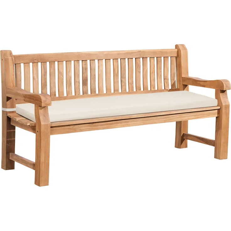 Gartenbank Teakbank DABEL - Holz Creme 180x61x93 cm | Holzbank 180 Cm Mit Sitzkissen Gartenbank Sitzbank Mit Lehne Wetterfest Bank Garten Terrasse