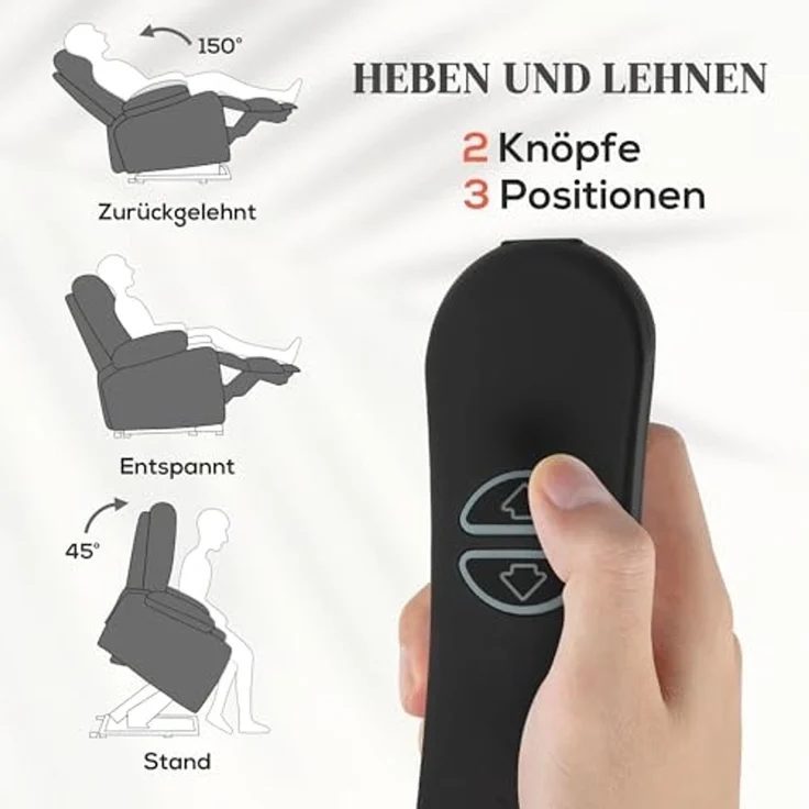 HOMCOM Relaxsessel mit Liegefunktion, Massagefunktion, USB-Abschluss (TV-Sessel mit Heizfunktion, 1-St, Fernsehsessel mit Aufstehhilfe Elektrisch), mit Fernbedienung und Seitentasche, Grau – Bild 4