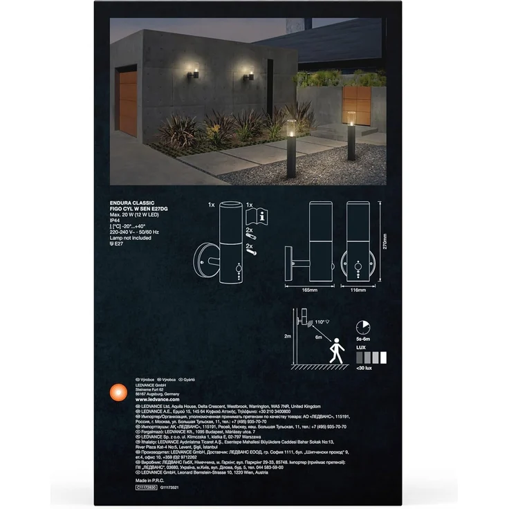 Ledvance Endura Classic Figo Außenleuchte, IP44, Bewegungsmelder, Tageslichtsensor – Bild 7