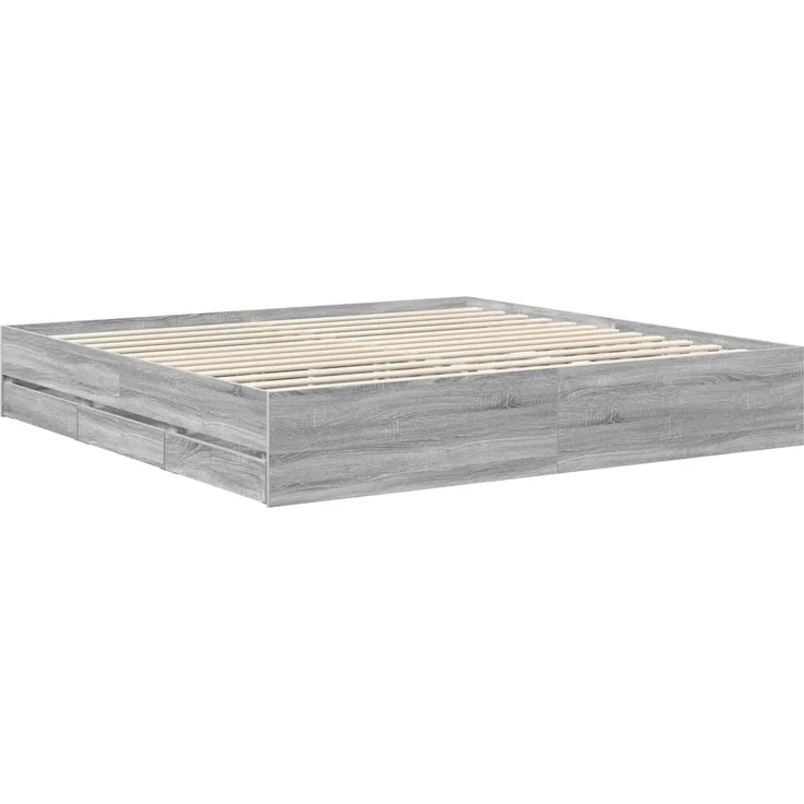 vidaXL Bettrahmen Graues Sonoma 200x200 cm Ingenieurs Holz 3411483 – Bild 5