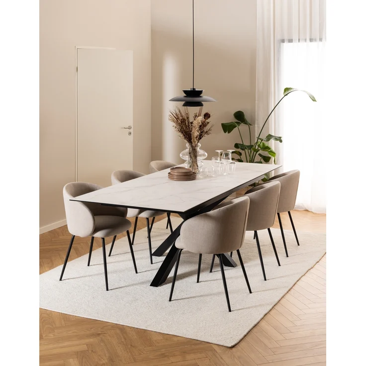 Armlehnstuhl >Eleanor< (2er-Set) in Beige - 56x80,5x54,5 (BxHxT) – Bild 6