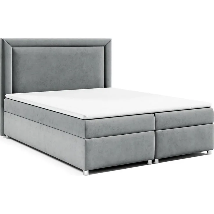 Best For Home Boxbett Trinity K-3, Boxspringbett mit Bettkasten, grau, 160x200 cm, Höhe ca. 18 cm
