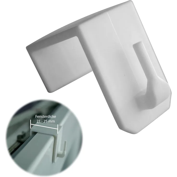 dekondo Fensterhaken Dekohaken Dekoklipp Fensterklipp Gardinenhaken Türhaken, für Gardinenstangen/Vitragestangen oder Fensterdekorationen, (20-St), Klemmbereich 15-25 mm (wählen Sie die richtige Größe für Ihr Fenster)