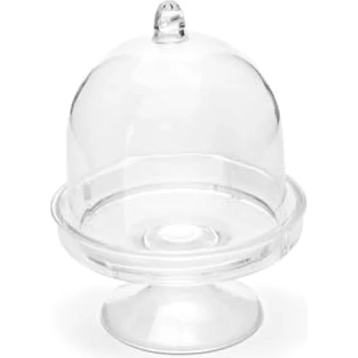 partydeco Geschenkbox, Mini Kuchenständer mit Glocke 5x7cm Kunststoff 3er Set Transparent – Bild 1