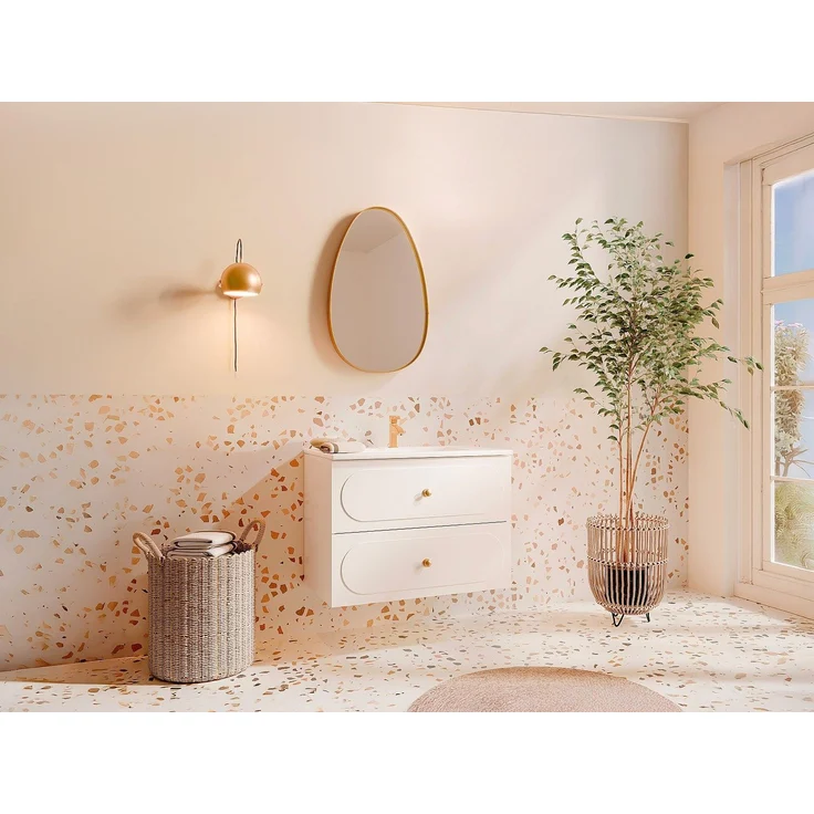 Vente-unique - Badezimmermöbel hängend - Weiß - 80 cm - SATOBAL – Bild 2