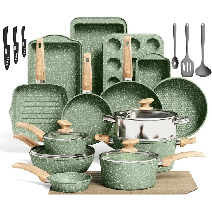 30-teiliges Kitchen Academy Induktions-Kochgeschirr Set, Grüne