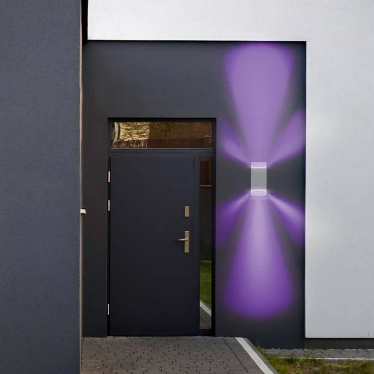 SSC-LUXon LED Außen-Wandleuchte Wandleuchte Up & Down Außen IP44 grau halbrund mit 2x Smart RGB Lampe, RGB & Weißtöne – Bild 4