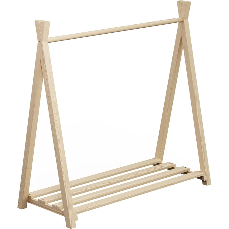 Bellabino 'Ryck' Tipi Kleiderstange, Kiefer Massivholz, natur, 112x48x115 cm, Kindergarderobe mit Schuhablagefläche – Bild 2
