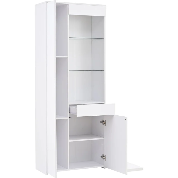 70*35*180cm Vitrine mit Schubladen, Vitrine Hochglanz, Glasvitrine mit LED-Beleuchtung,Hochschrank, Highboard Mit Schrank , Standvitrine,Trennwandlagerung, empfohlene Tragkraft 45kg – Bild 10