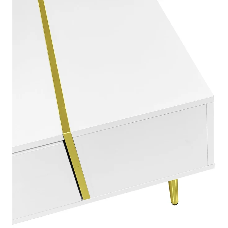 Couchtisch 100 x 60 x 41,5 cm, mit Schubladen, aus MDF, als Ablage für Getränke und Bücher im Wohnzimmer, Weiß – Bild 16