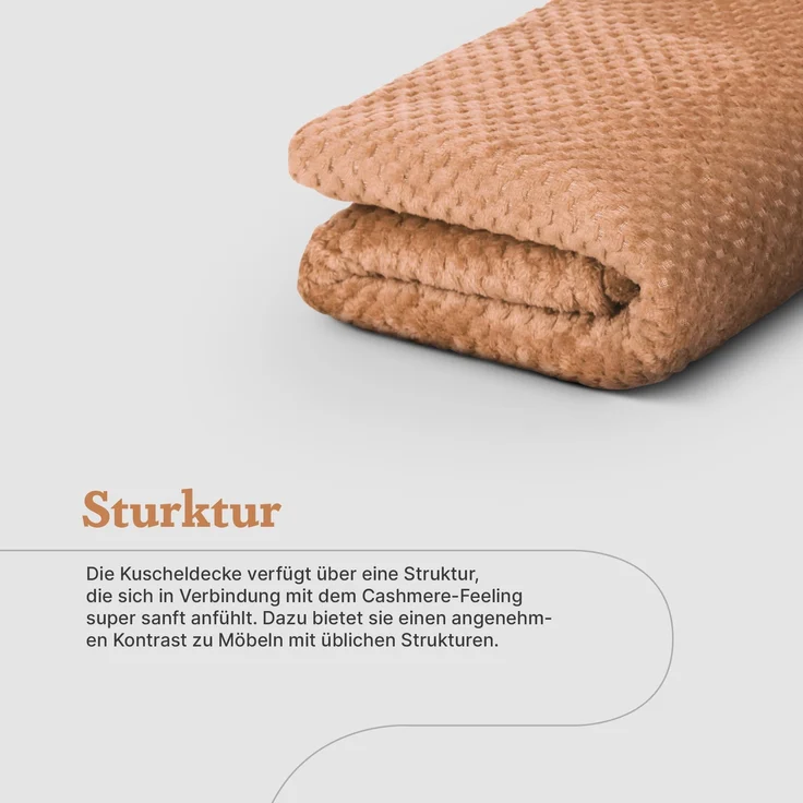 Kuscheldecke Cashmere Touch 150x200cm (Caramel) 250g/m² - Flauschige Wohndecke für Sofa, Couch und Bett, Tagesdecke Oeko-TEX - Sofaüberwurf – Bild 7