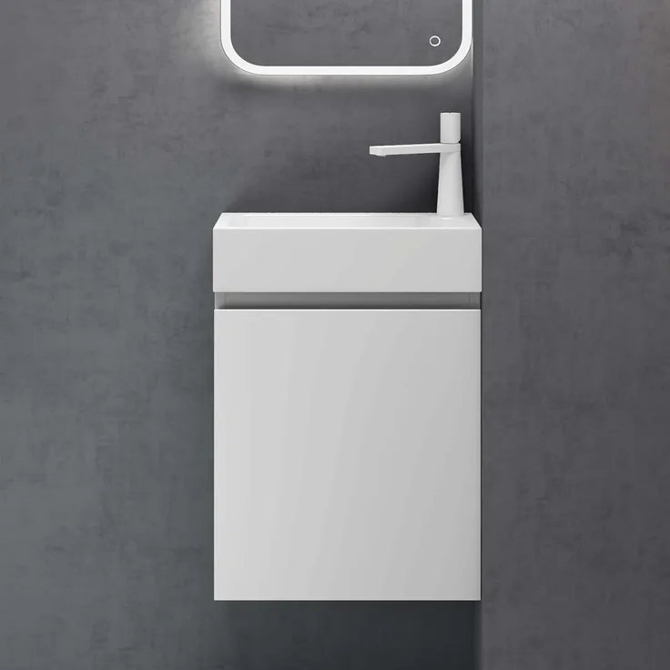 doporro Badmöbel-Set mit Waschbecken Waschtischunterschrank Wandmontage SoftClose Pisa02