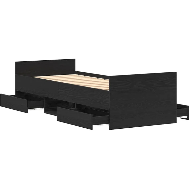 vidaXL Bettrahmen Schwarz Eichen-Optik 193 x 78 x 50 cm Holzwerkstoff 3329308 – Bild 5