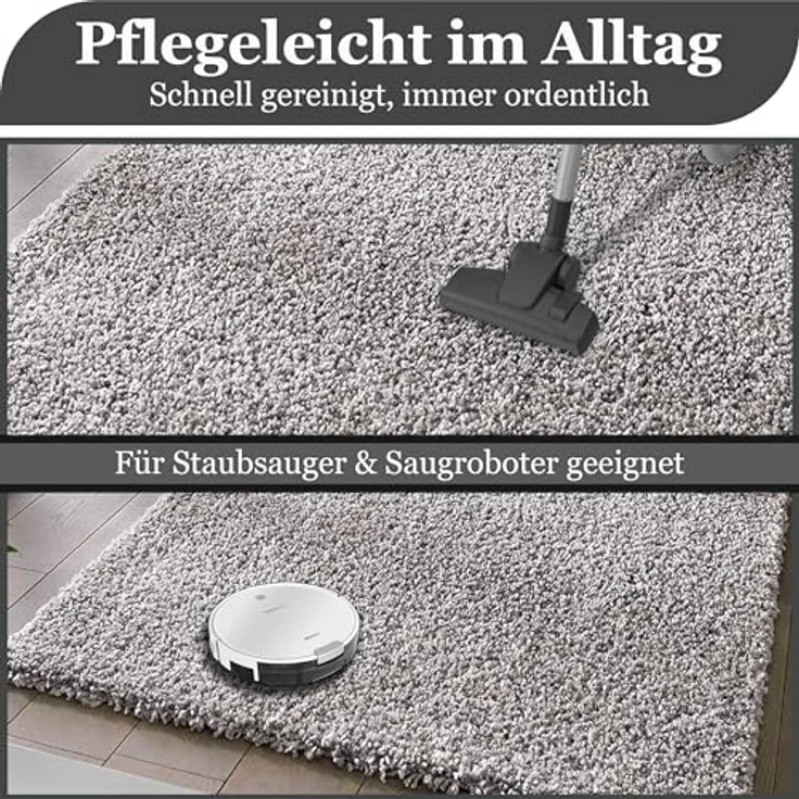 TaraCarpet Langflor-Teppich Venezia Shaggy, rechteckig, Höhe: 35 mm, Hochflor Shaggy Uni Grau Wohnzimmer Schlafzimmer 120x170 cm – Bild 6