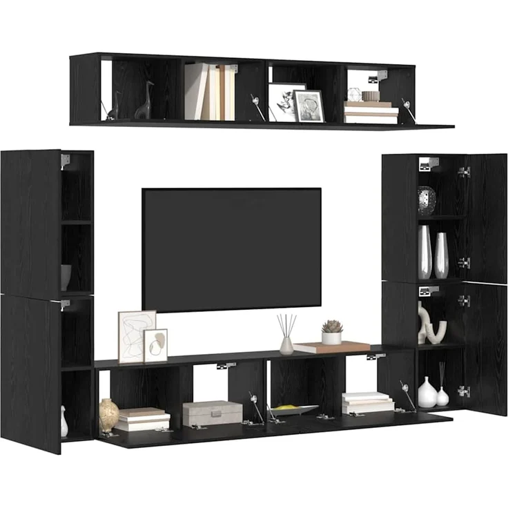 vidaXL TV-Schrank-Set 8 stk. 80 x 30 x 30 cm Schwarz Eichen-Optik 3393325 – Bild 3