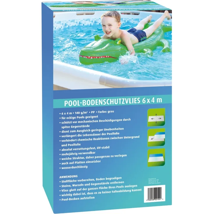 Pool-Bodenschutzvlies grau 6 x 4 m 140 g eckig
