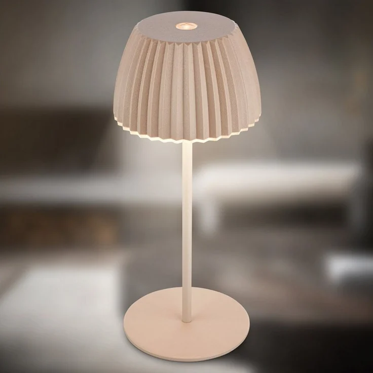 BRILONER - Riffle Mini LED Tischlampe kabellos IP44 mit Lichtkante, 8,5x20 cm, Touchdimmer, Akku tauschbar, Nachttischlampe, LED Lampe, Akku Lampe, German Design Award Winner 2025, Beige – Bild 3