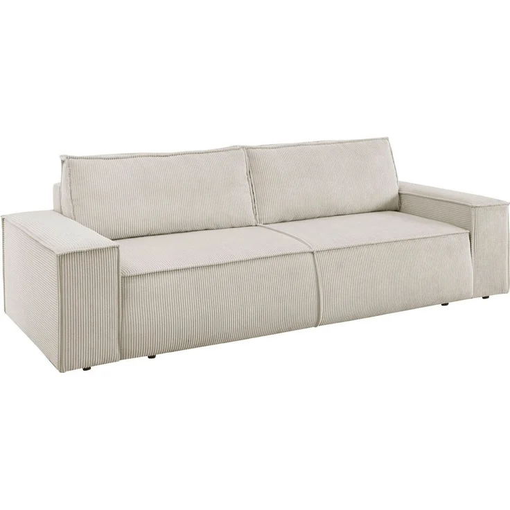 Home affaire 3-Sitzer SHERWOOD Schlafsofa (257cm) Cord, Samtvelours, Vintage-Lederoptik, Schlaffunktion mit Bettkasten (ca. 136/200cm) – Bild 2