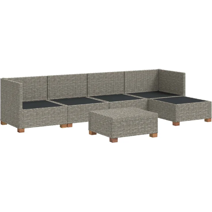 vidaXL 6 Stk. Rattan-Lounge-Set mit Kissen GENDT Naturrattan Kubu Grau 3429851 – Bild 4