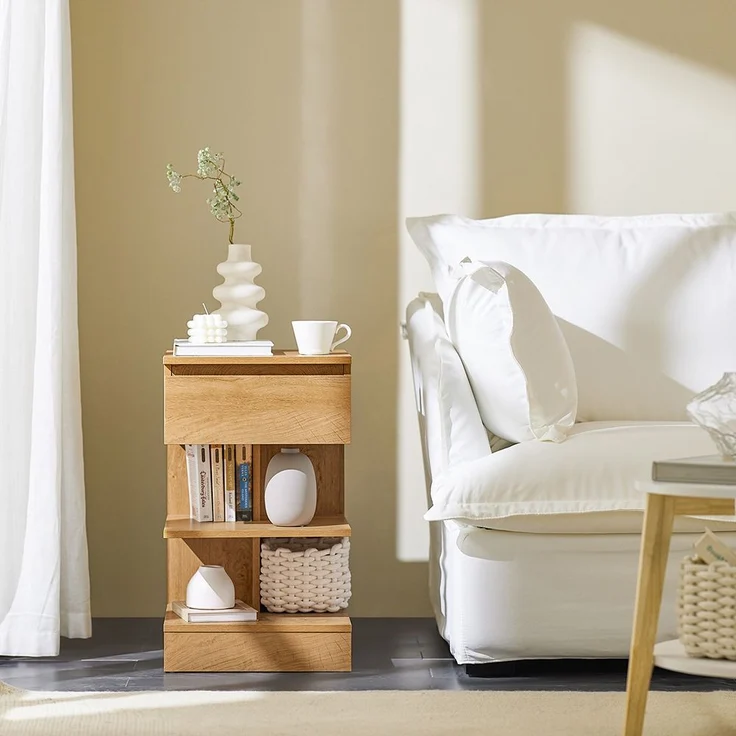 SoBuy FBT49-NX2 Nachttisch 2er Set, Spanplatte, Papierfurnier, Helle Eiche, 39 x 65 x 39 cm – Bild 5