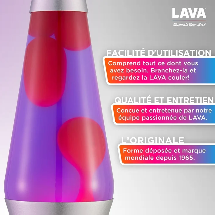 Lava® Lampe Pink/Lila silberner Fuß 37 cm – Bild 3